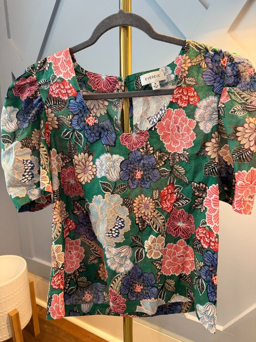Evereve Floral Short Sleeve Blouse - Size Medium